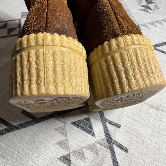 VTG 70s Winter Boots Brown Suede Shearling Lace Up Size 10 Apres Ski Made in USA - Picture 7 of 9